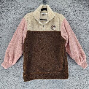Bucees Sweater Womens Small Brown Fleece Long Sleeve 1/4 Zip Pullover *GUC*